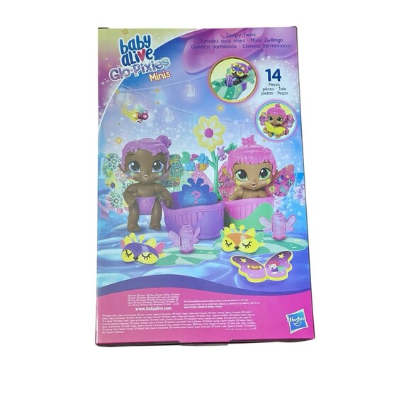 Baby Alive GloPixies Minis Sleepy Twins Baby Dolls, Glo Pixies NIB - Picture 2 of 7